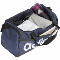 adidas Essentials Linear Duffel Small bag navy blue and white HR5353