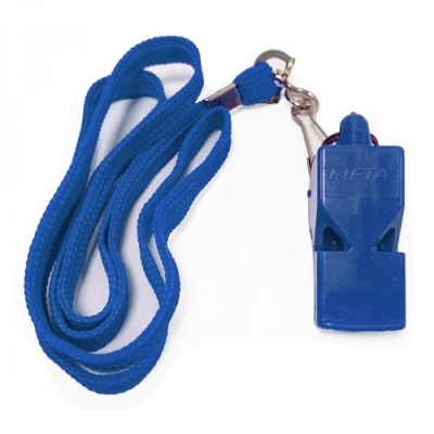 Whistle plastic classic with lanyard (blue) META