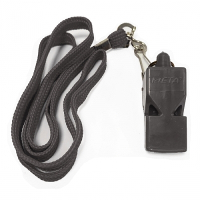 Whistle plastic classic with lanyard (black) META