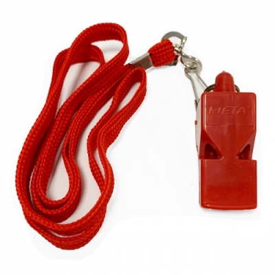 Whistle plastic classic with lanyard (red) META