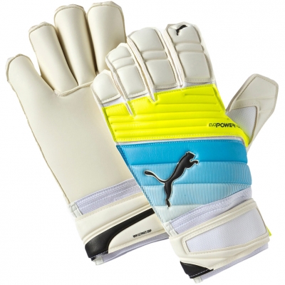 Puma Evo Goalkeeper Gloves Power Grip 2.3 GC white-blue-yellow 041223 01