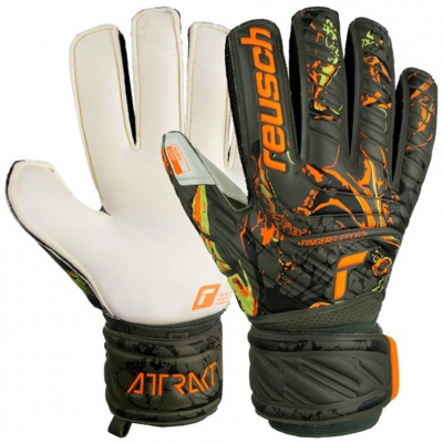 Reusch Attrakt Grip Finger Support Goalkeeper Gloves green 5370010 5556