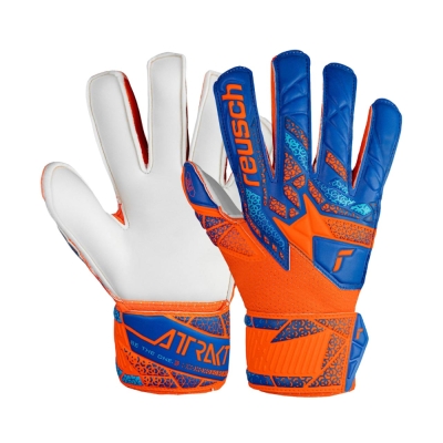 Reusch Attrakt Solid Finger Support Junior goalkeeper gloves blue-orange 5472510 2290