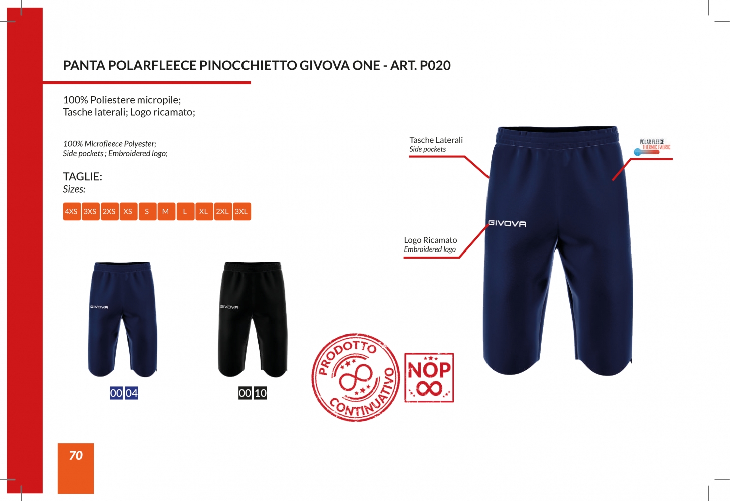 PANTA POLARFLEECE PINOCCHIETTO GIVOVA ONE