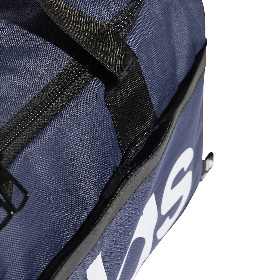 adidas Essentials Linear Duffel Small bag navy blue and white HR5353