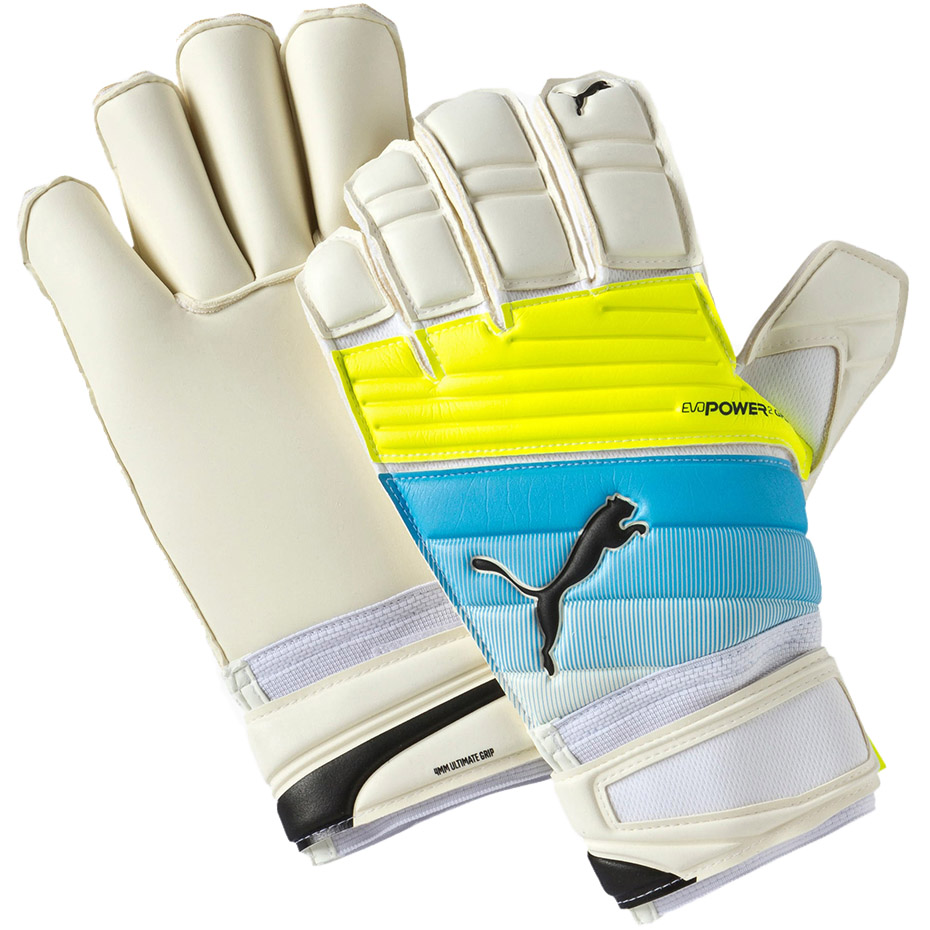 Puma Evo Goalkeeper Gloves Power Grip 2.3 GC white-blue-yellow 041223 01