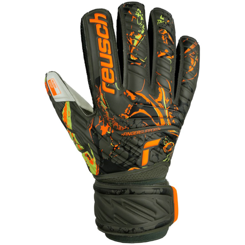 Reusch Attrakt Grip Finger Support Goalkeeper Gloves green 5370010 5556