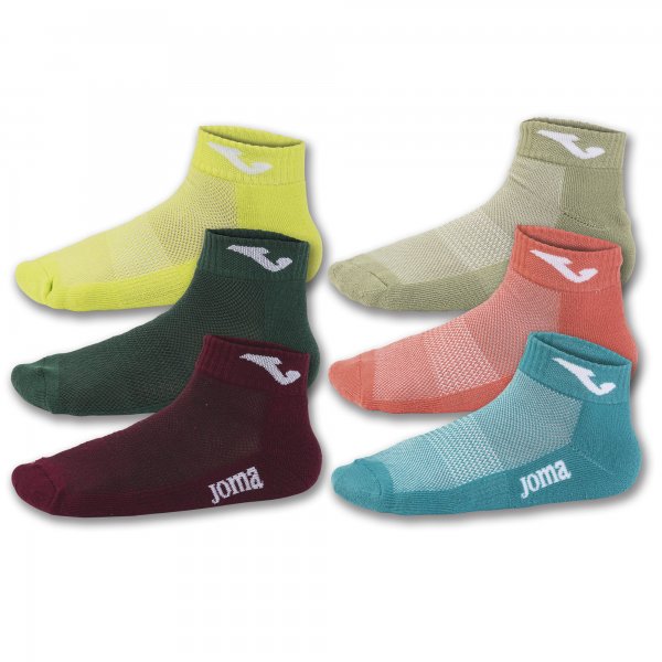 Inv Socks 2coral-gre-brow-lime-oli-blu -pack 12-