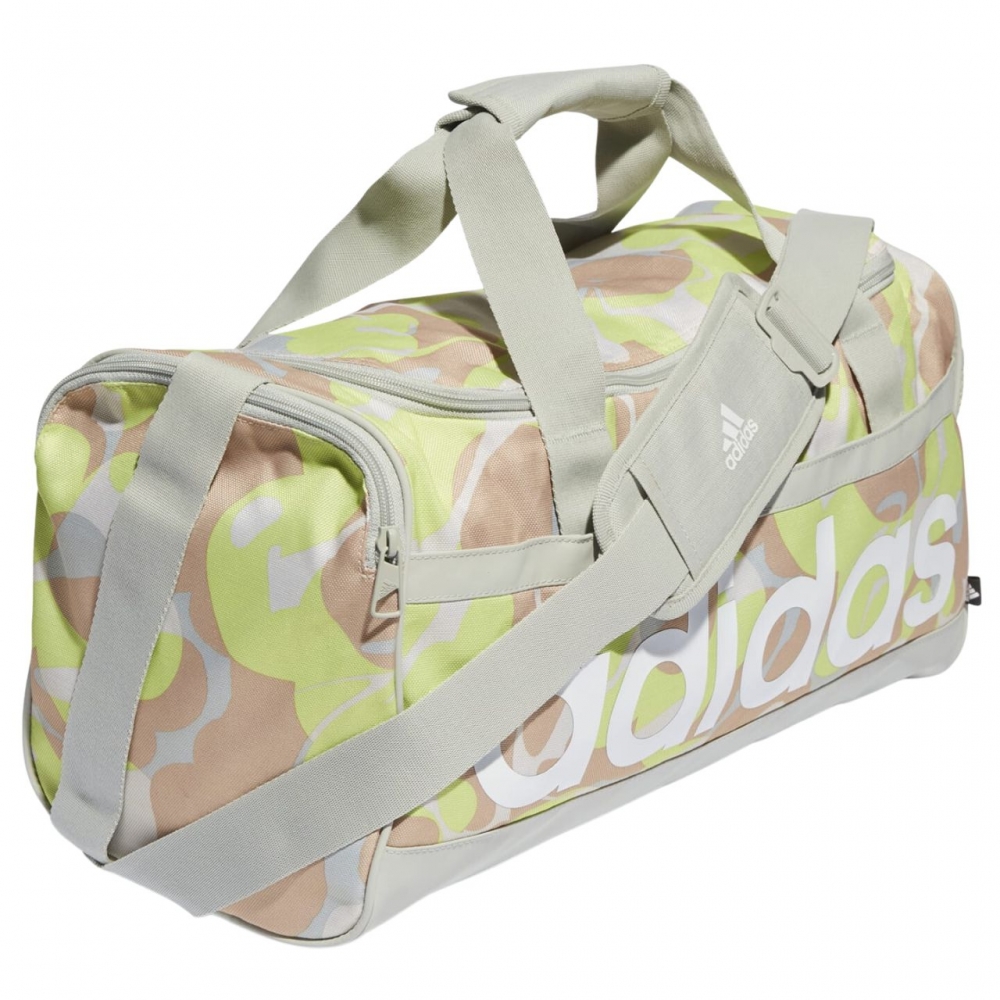 Torba adidas Linear Graphic Duffel S be?owo-br?zowo-?o?ta IJ5638